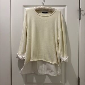 Prune Cream and White Layered Sweater